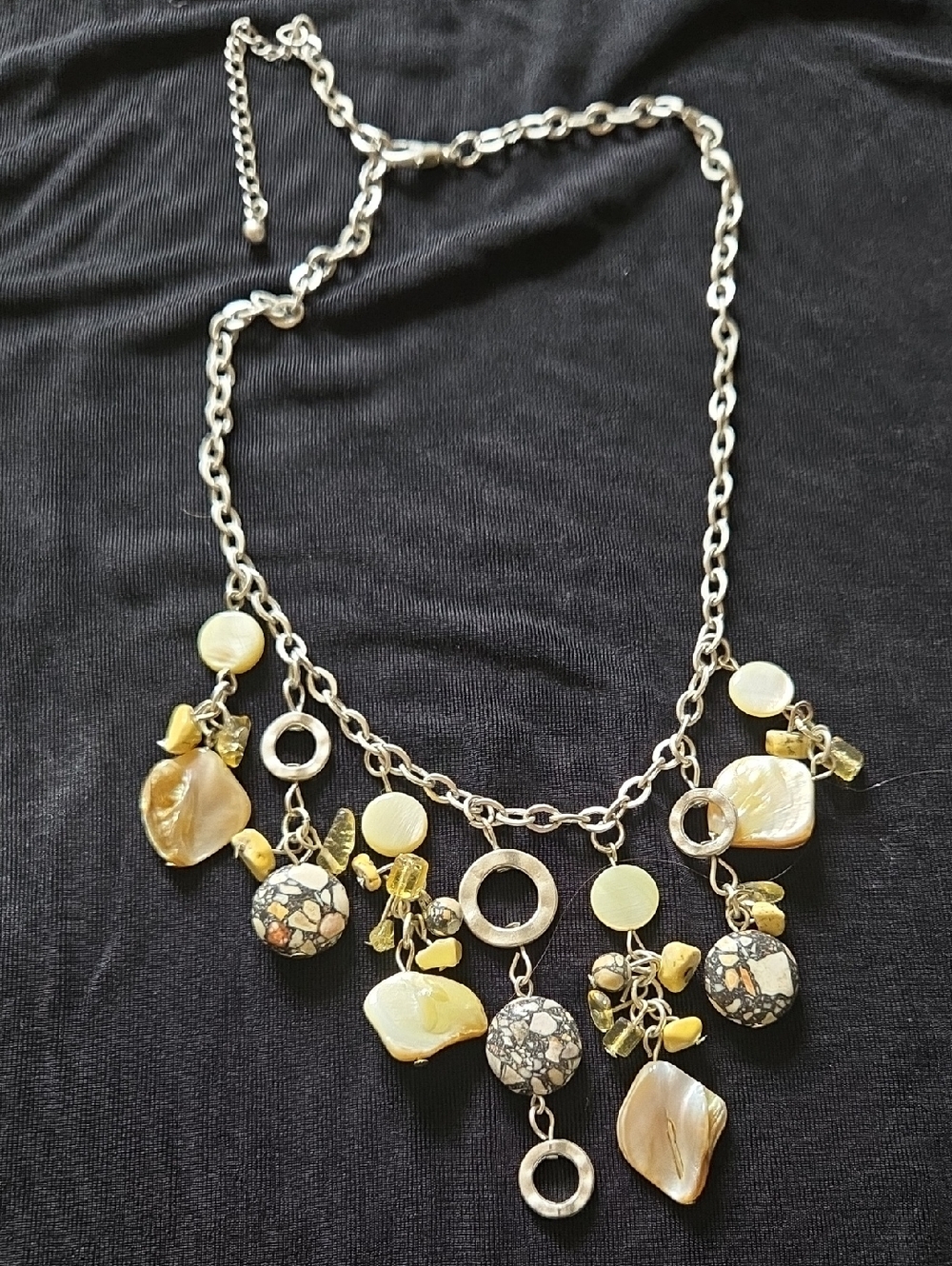 Charming Charlie Yellow & Silver Shell Charm Necklace